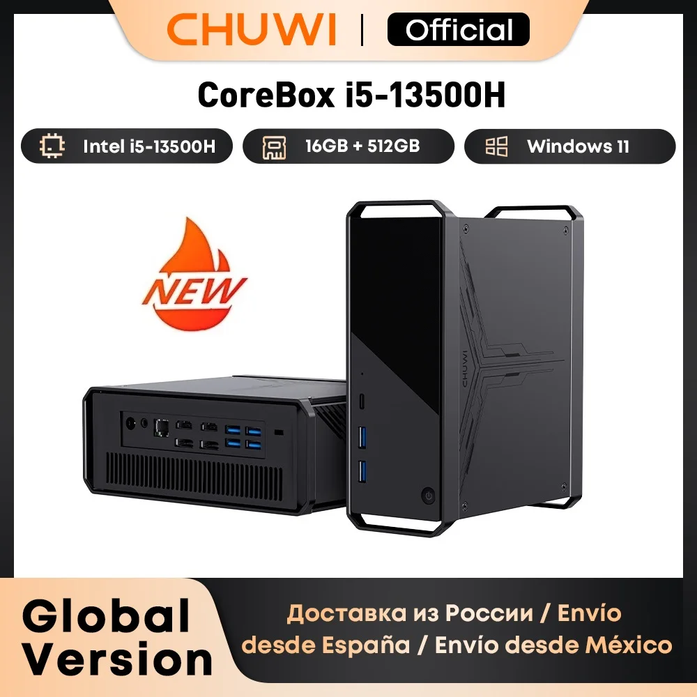CHUWI-ordenador de videojuegos CoreBox 5. ª generación, Intel Core i5-13500H, gráficos UHD 8K, decodificación de 16GB LPDDR5, 512GB SSD, WIFI 6, Windows 11