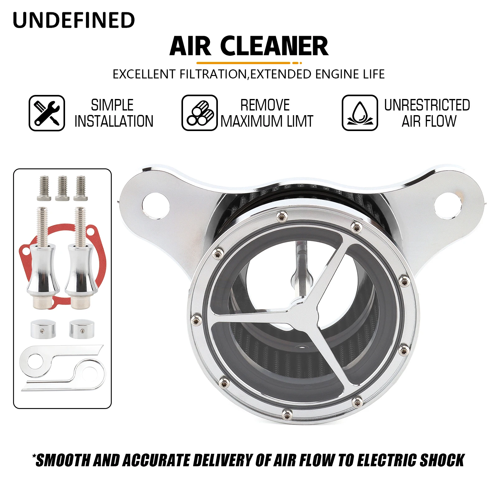 Chrome Clear Air Cleaner Intake Filter Kit for Harley Dyna/FXR Street Fat Bob Softail Fatboy Touring Road Street Glide Road King