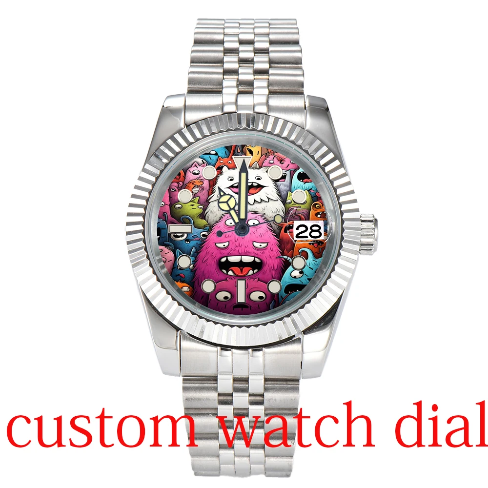 

Watch dial 28.5mm NH35 dial customized Ultraviolet color printing, watch components are suitable for NH35/36movement watch dial