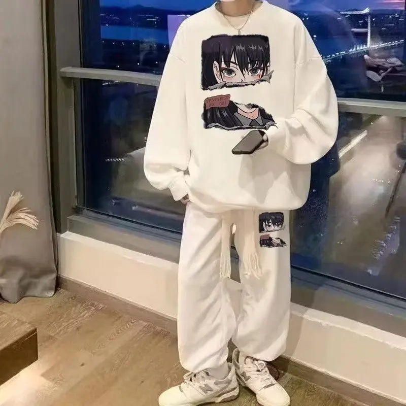 

Men's Oversize Hoodie Long Sve round Ne Casual Sweatirt Thiened Loose Fit Autumn Winter Streetwear Polyester Fiber