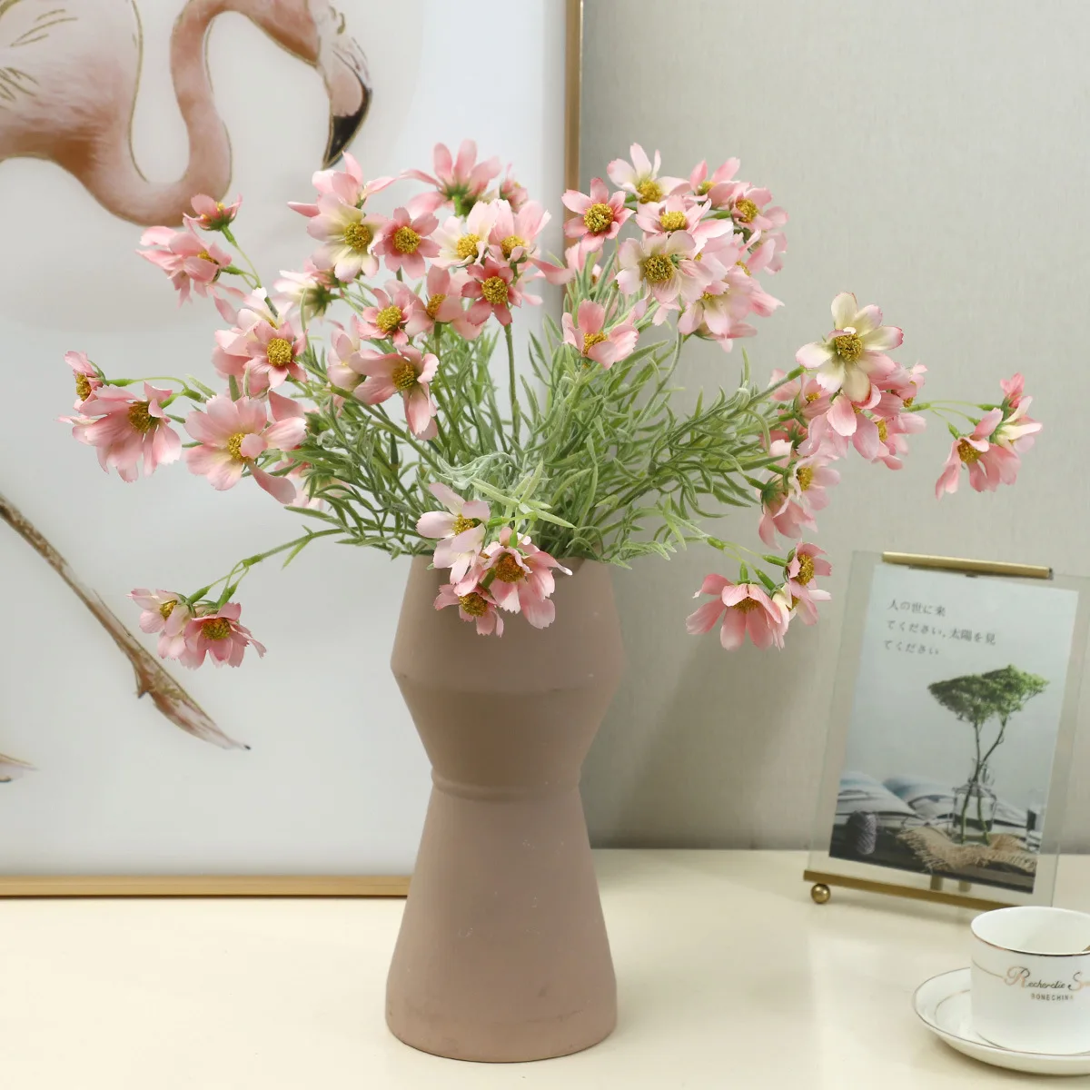 

10Pc Artificial flowers 6head Cosmos silk flower bridal Bouquet Home Living Room Ornaments Wedding Decor Photography Props daisy