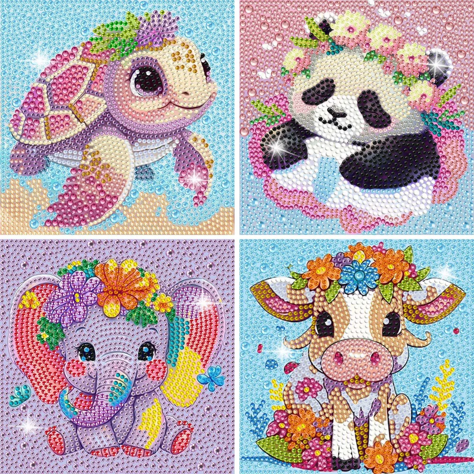 5D Diamond Paint Cartoon Animal No Frameles Stick Full Drills Embroider Room Decoration Draw Handiwork semi - finished 18*18cm