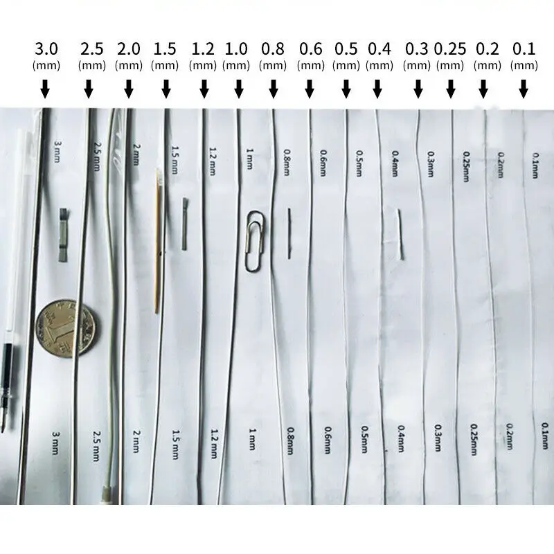 0,1 0,2 0,3 0,4 0,5 0,6 0,8 1 1,2 1,5 bis 3mm Edelstahl weicher/harter Einzelstrang-Zurr stahldraht