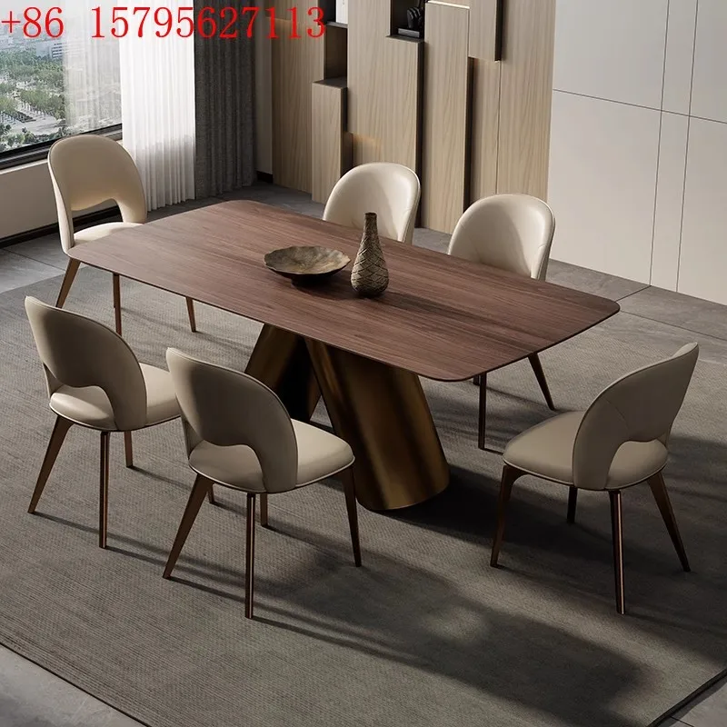 

North American black walnut dining table household light luxury high-end table