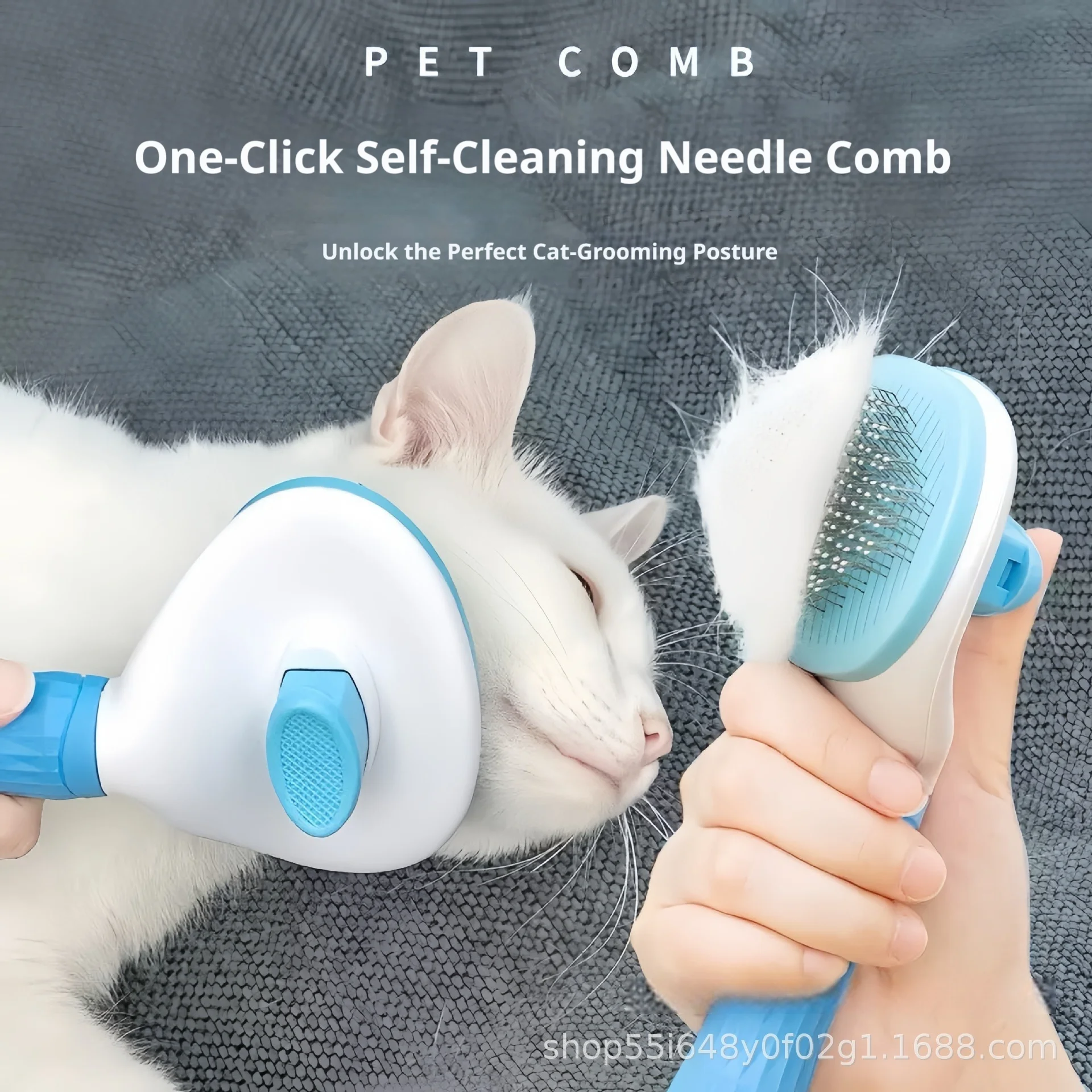 Pet Self-Cleaning Slicker Brush, One-Click Hair Removal Comb for Cats & Dogs, Grooming Shedding Tool