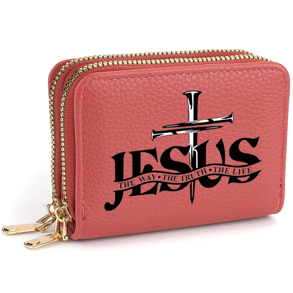 Damen-Geldbörse aus PU-Leder, kurze Münze, Kartenhalter, Jesus-Muster, kleine harte Geldbörse, modische Geldtasche – Detail 12