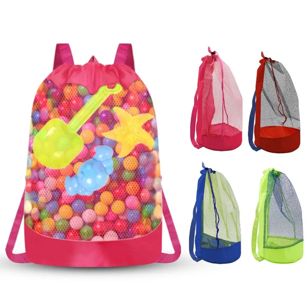 

Large Capacity Beach Bag Lightweight Foldable Mesh Storage Bag Adjustable Clasp Portable Swimming Backpack Outdoor Camping