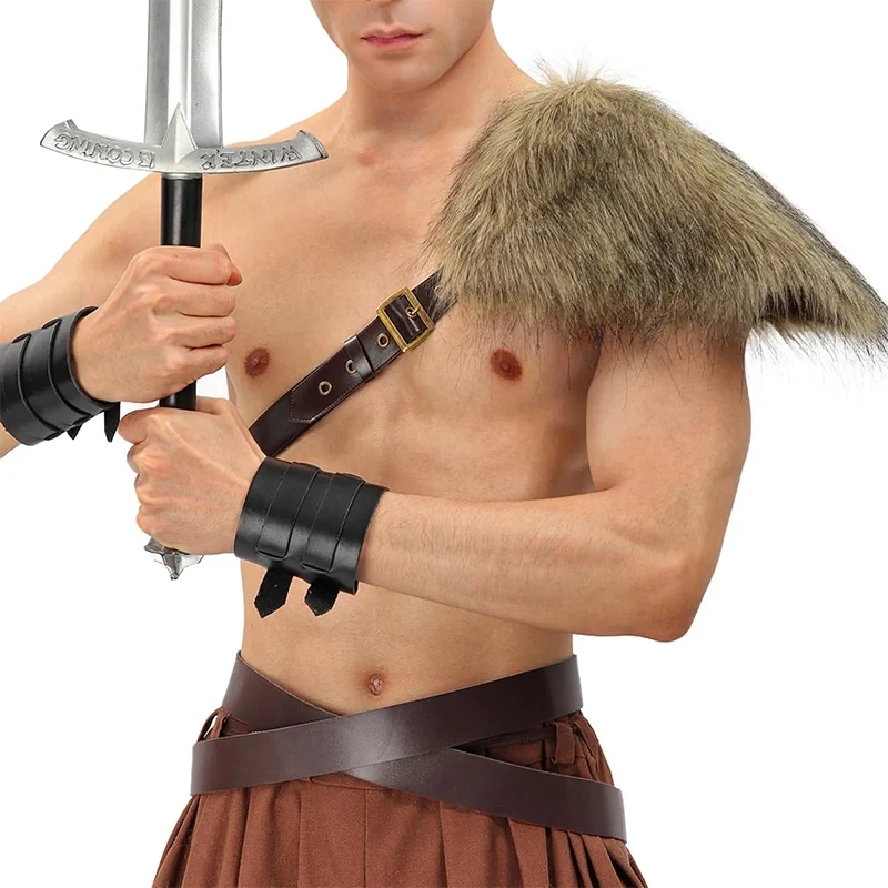 Faux Fur Shoulder Armor,  For Medieval Role-Play, Medieval Knight Shoulder Armor Cover With Role-Play, Halloween Costume Accesso