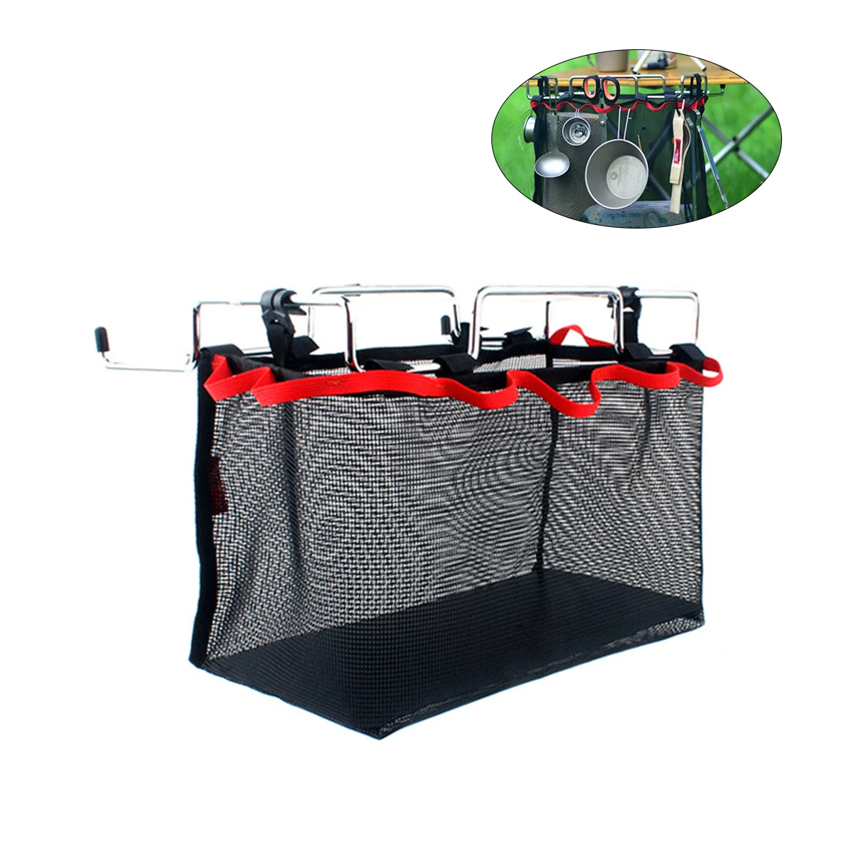 

Storage Net Bag Stuff Storage Mesh Bag for Picnic Outdoor Camping Kitchen Folding Table Hanging Net - Size