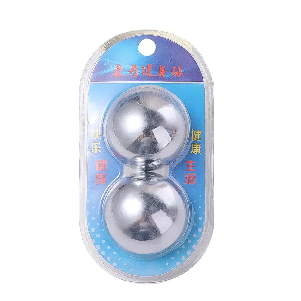Stress Relaxation Fitness Iron Ball Electroplate Solid Silver Hand Massage Balls Rolling Hand Exercise Chinese Health Balls