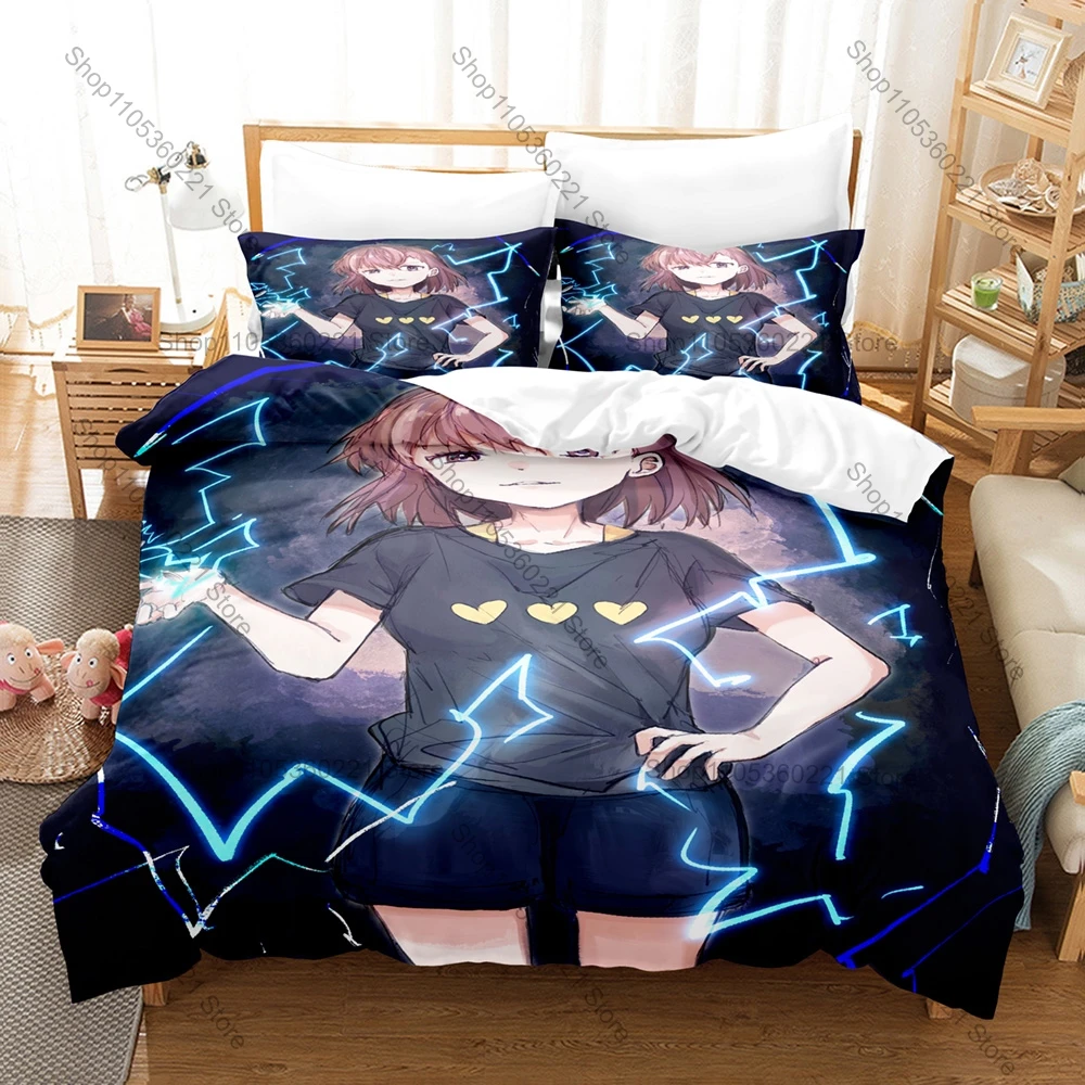 Cool Personality Misaka Mikoto Railgun Bedding Set Soft Microfiber New Duvet Cover Pillowcase for Anime Lovers Electro Master Th