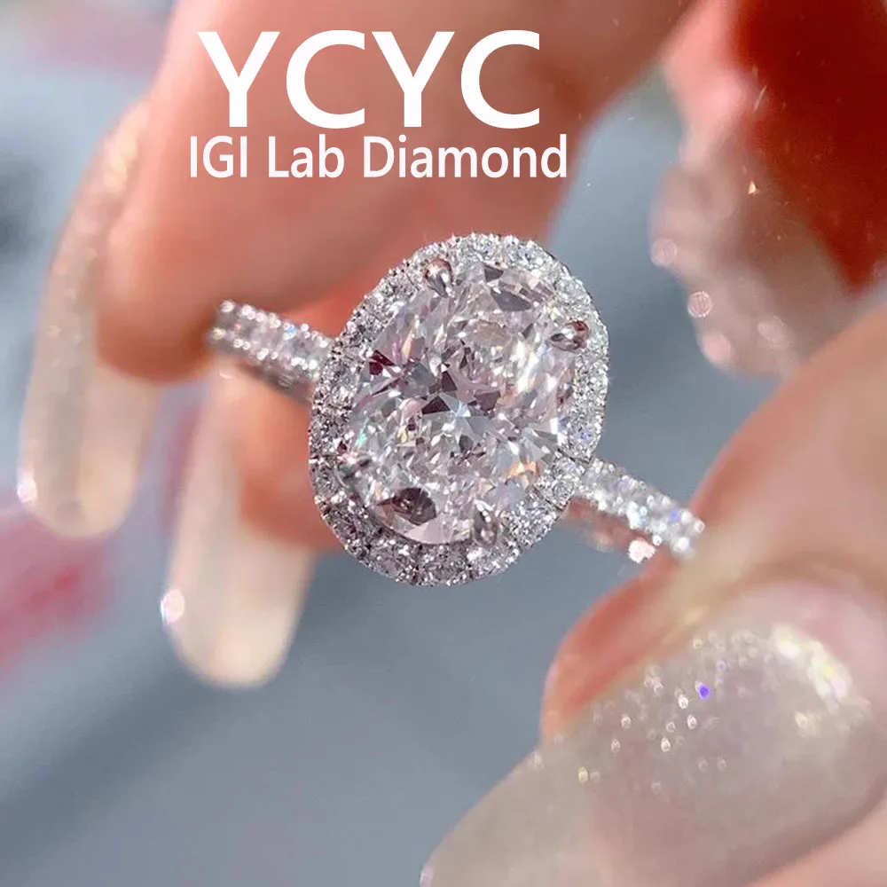 

Кольцо с бриллиантом 5 карат, настоящее белое золото 14 карат, овальная огранка, бриллиант CVD HPHT DEF VS-VVS, обручальное кольцо