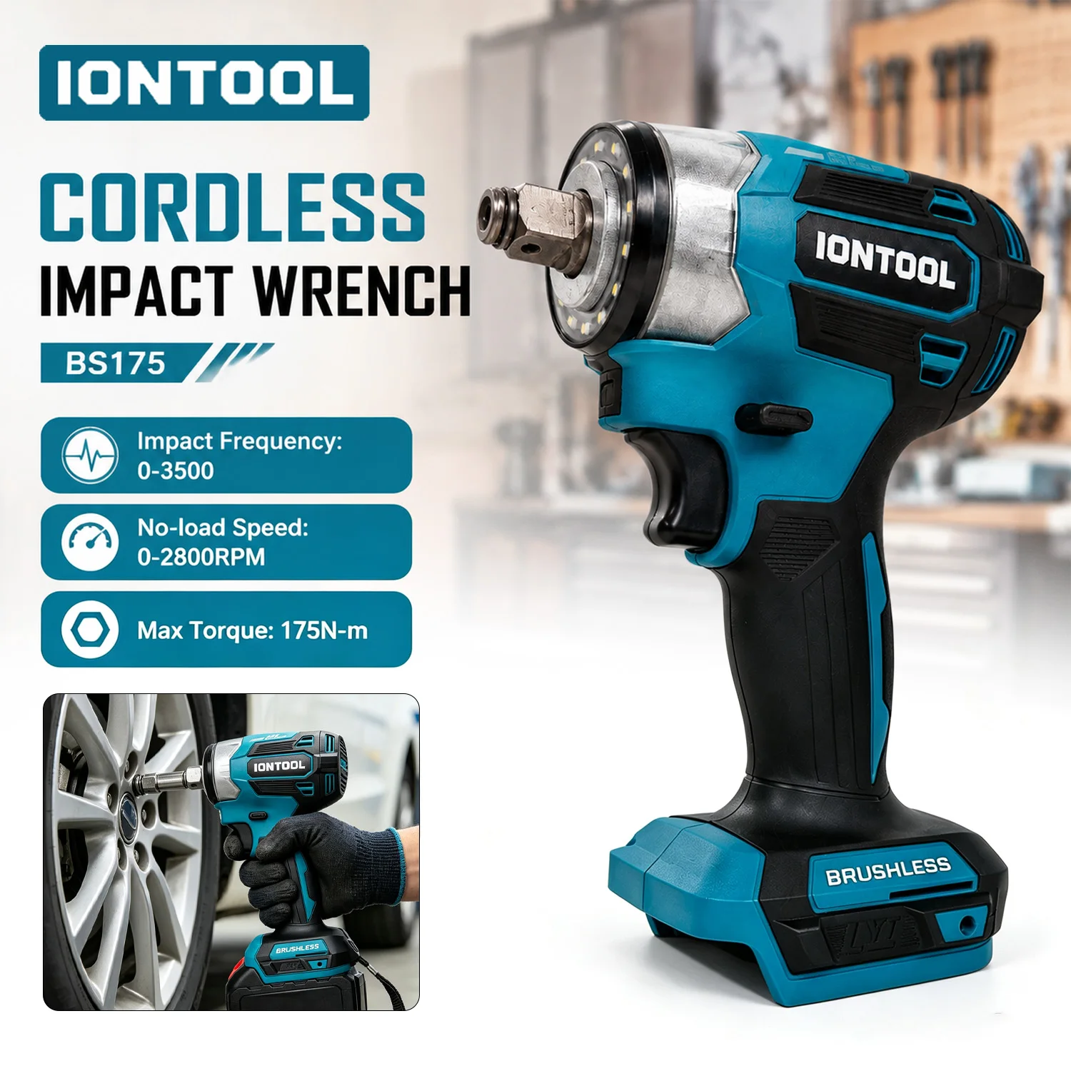 iontool-175nm-コードレスインパクトレンチ-0-2800rpm-0-3500ipm-タイヤ交換および家庭用自動車修理用ツールのみ
