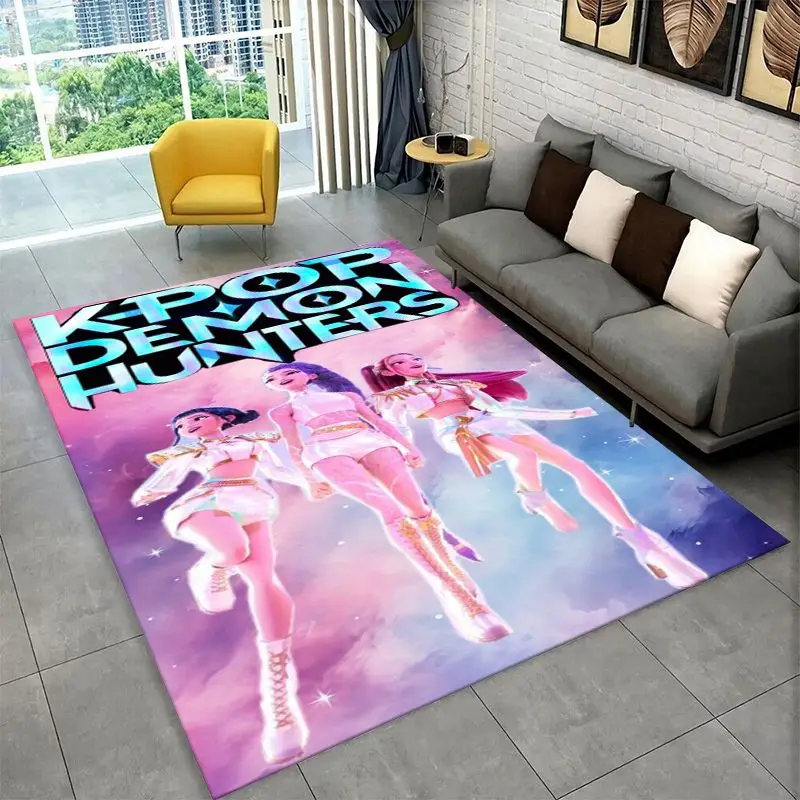 KPop D-Demon Hunters Saja Boys Cartoon Non-Slip Area Rug for Living Room,Bedroom,Playroom,Carpet Floor Mat Home Decor Rug