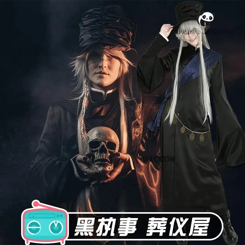 Black Butler Undertaker Disfraz Peluca Kuroshitsuji Anime Uniformes Fiesta de Halloween Andateika Grim Reaper Cosplaya;k6;8',