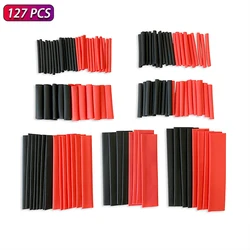 127Pcs 2:1 Heat Shrink Tubing Assortment - Black Red Polyolefin Tube Kit For Car Cable Wire Wrap