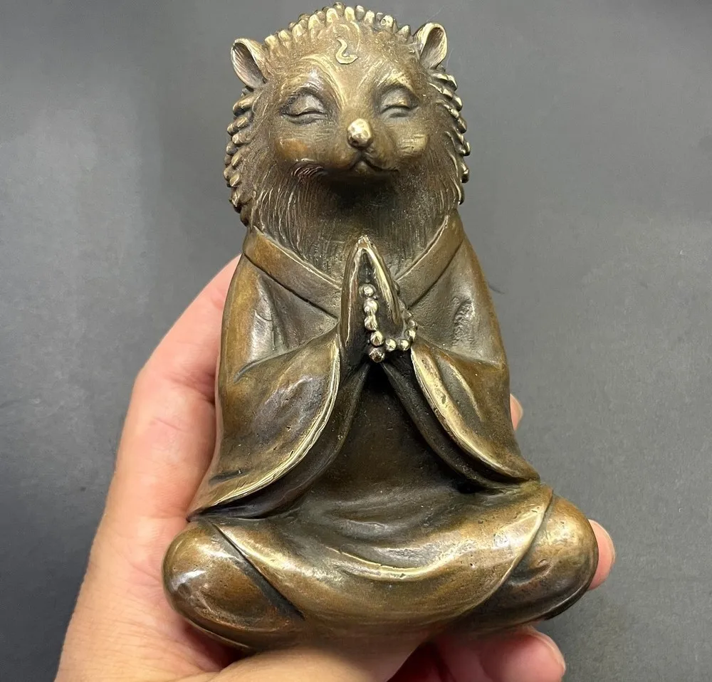 

Brass Meditation Hedgehog Statue Zen Animal Figure Collection Home Decor