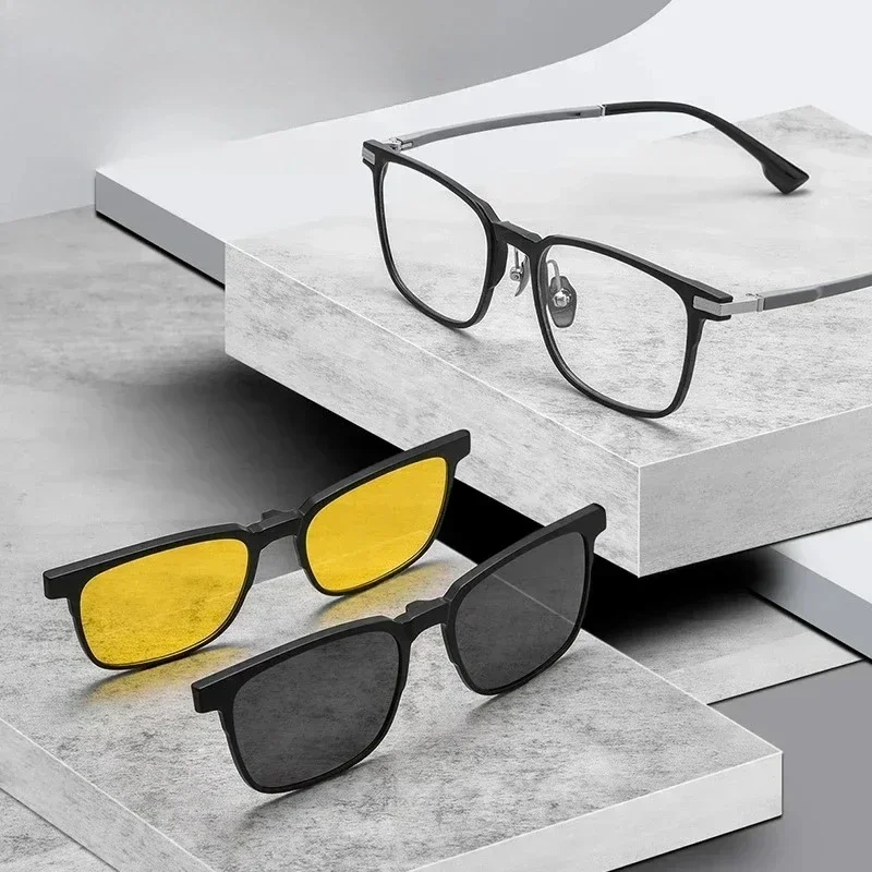 

KIZN Myopia Frame Set Glasses Magnetic -100 -125 -150 -175 +200 +225 +250 Glasses Glasses Men's Polarized Sunglasses +200 +225