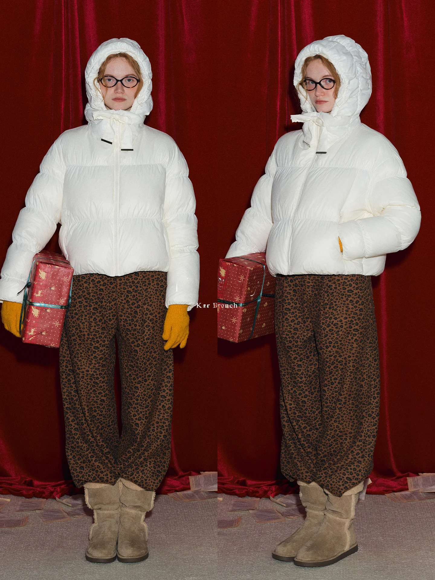 

Casual Sle ort Quilted Jaet with Hood And Belt Women's Faion Warm Padded Coat Nylon Material White Du down Filling