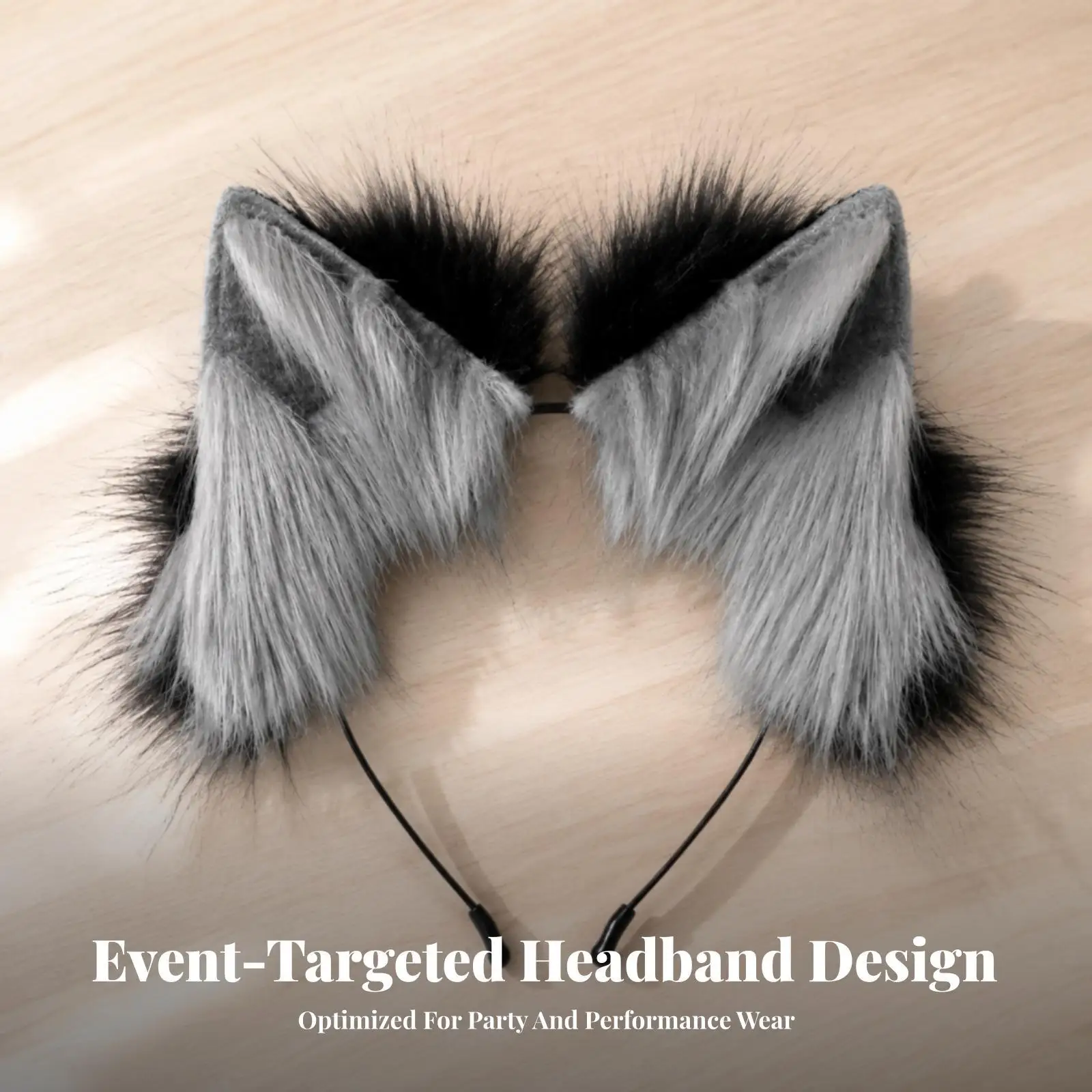 Adjustable Furry Ear Headpiece for Party Props and Stage Performance with Realistic Animal Look Design
