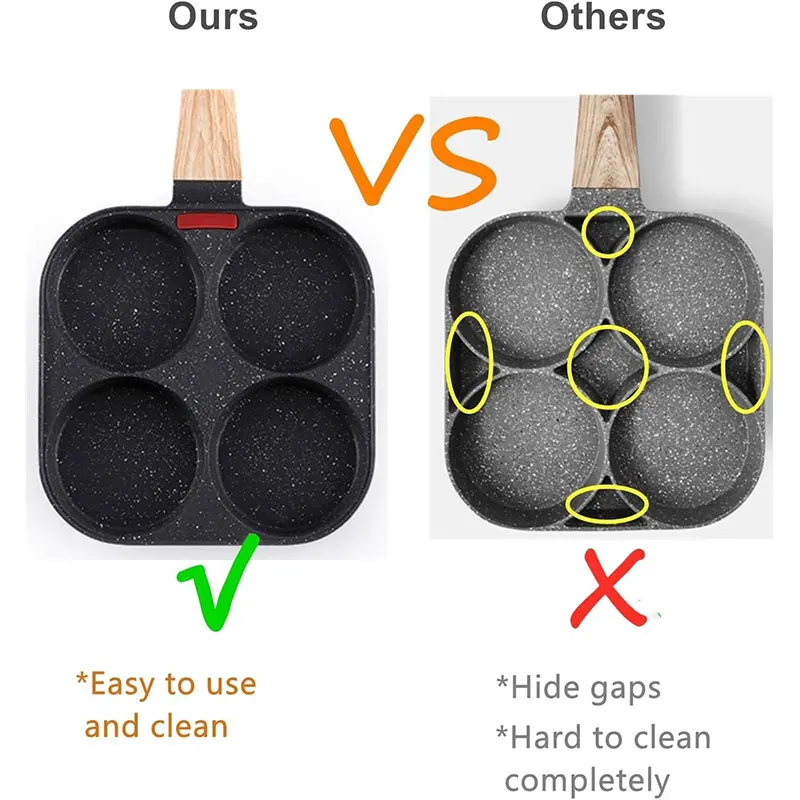 4 أكواب مقلاة البيض المقلي غير لاصقة الإفطار فطيرة عموم عجة مقلاة تجهيزات المطابخ صحية البيض مقلاة Plett كريب طباخ عموم