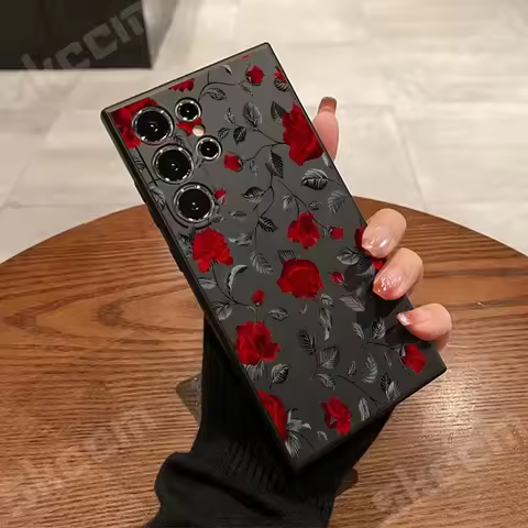 New Retro Fashion Rose Phone Case For Samsung Galaxy S23 S24 Ultra S22 Plus S20 FE A15 A35 A50 A51 A54 A55 A71 A72 A73 Cover