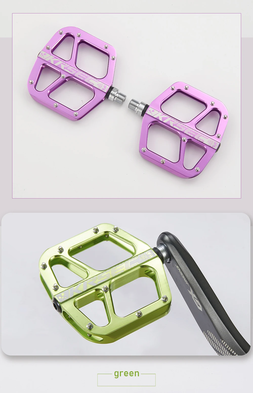 KRSEC MTB Fahrradpedale aus Aluminiumlegierung, breite flache XC DH Fahrradpedale, ultraleichte Fahrradpedale, BMX-Teile – Detail 10