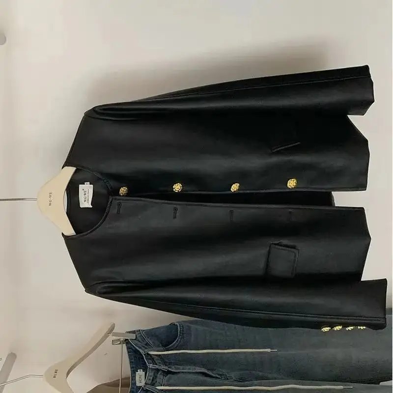 

Весенне-осеннее новое высококачественное кожаное пальто, женская однобортная короткая верхняя одежда, корейское пальто, кожаная куртка Джокер, женская