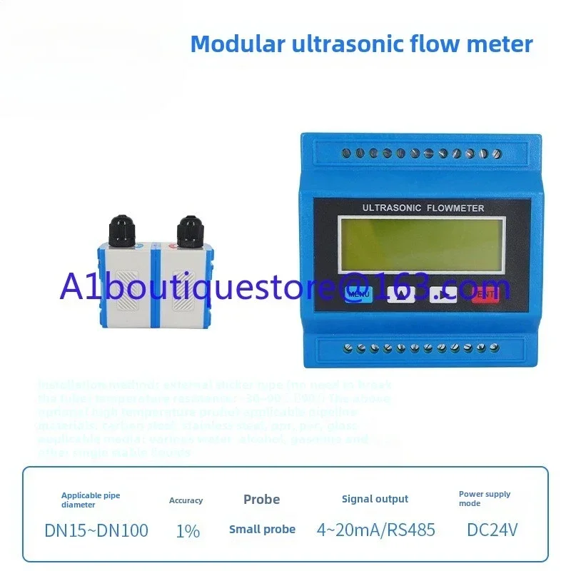 Modular ultrasonic water meter flowmeter sensor external clip type economical power supply 8-36VDC measurable heat