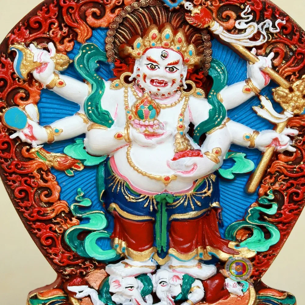 Тибетская тантра, ручная роспись, такая как Fa White, шестируемая керамика из красного чергила, защита Бога богатства, дрорма, протирание, хороший глиняный порт для карамы