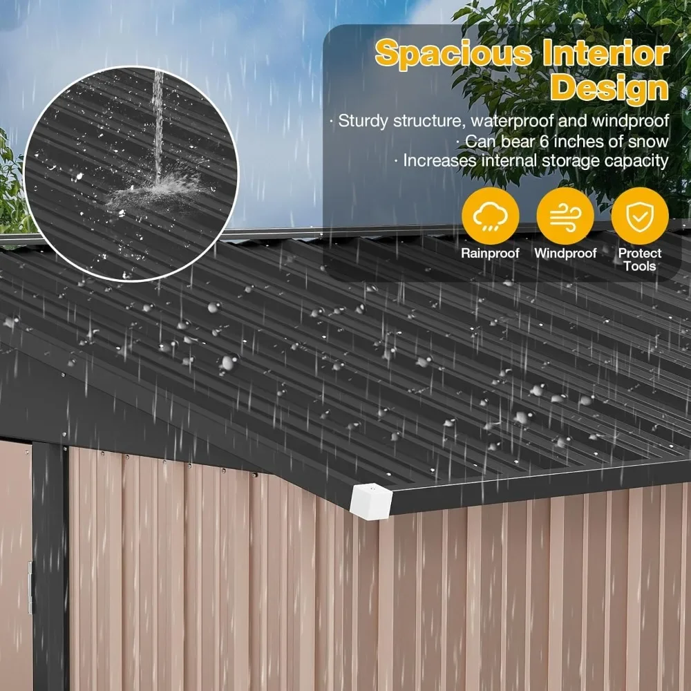 

Сарай для хранения на открытом воздухе размером 10x12 футов с напольным основанием и запираемыми двойными дверями, из прочной оцинкованной стали.