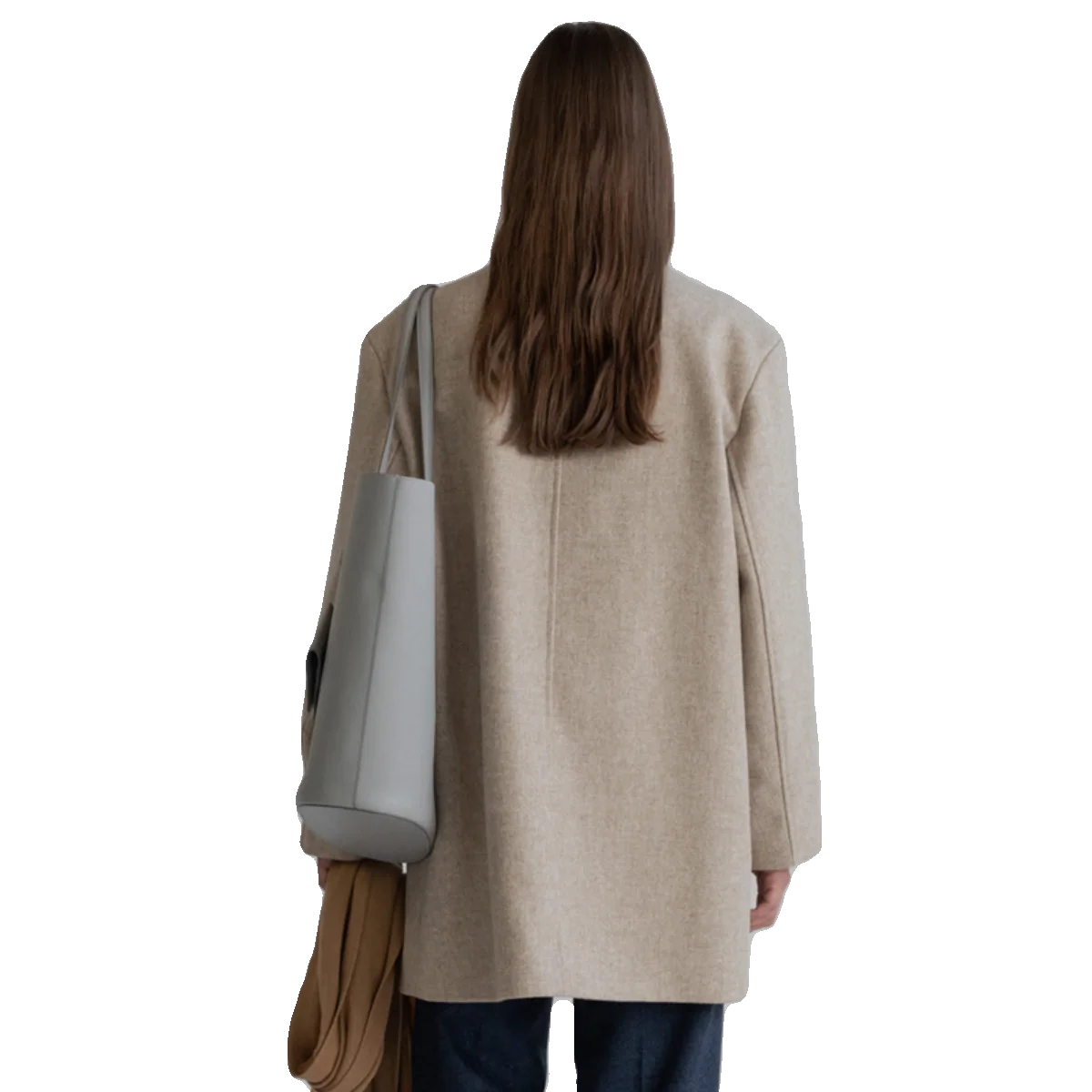 Moondal Damski Wełniany Płaszcz Prosty, Średni Długości, Odzież Wierzchnia, Wiosenna Nowość, Koreański Styl, Dopasowany Krój, Długi Płaszcz