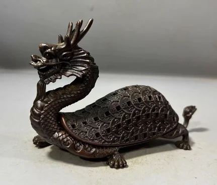 

Money Dragon Turtle Stove Home Decoration Ornament Golden Money Incense Burner Old Object Longevity Petpure
