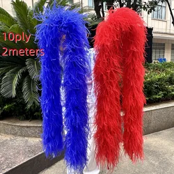 2Meter Ostrich Feathers Boa 3-30ply Thick Ostrich Boa High Quality Feather Trim for Clothig Wedding Dress Decor plumas Shawl