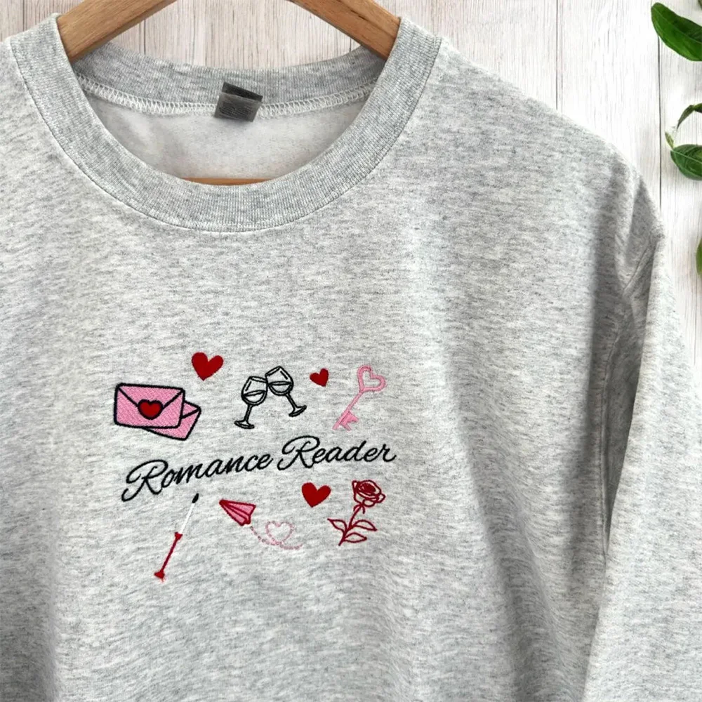 

Осенние новые романтические толстовки с вышивкой для чтения, серые свободные толстые флисовые теплые пуловеры в стиле ретро, повседневные джемперы с длинными рукавами