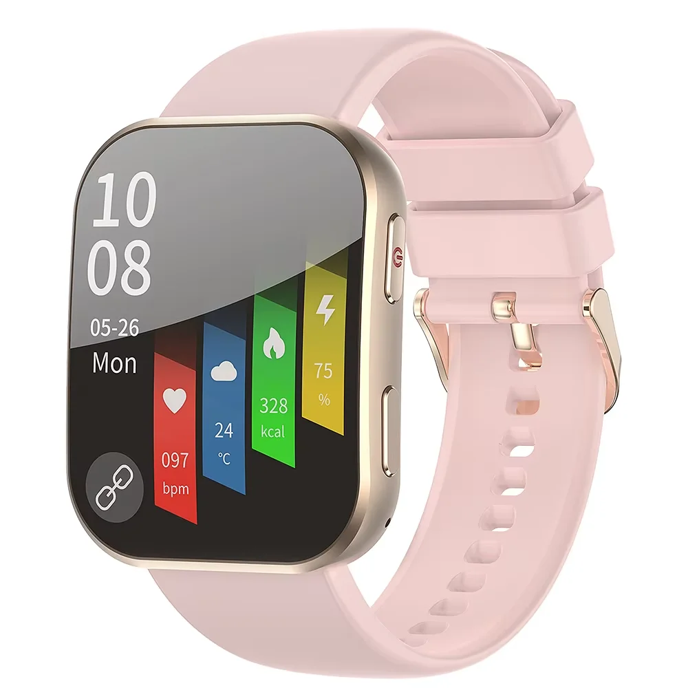 

New Information Reminder Sports Smart Watches Women Men BT Call Smartwatch Heart Rate Ultra-thin Watch Body AMOLED Curved Screen