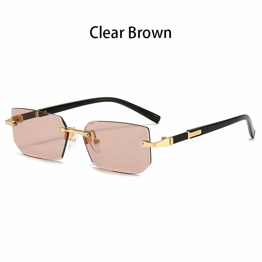 36 Stück randlose Sonnenbrillen für Männer und Frauen, rechteckige Verlaufsgläser, Metallrahmen, farbige Gläser, Unisex-Brillen, luxuriöse Mode – Detail 10
