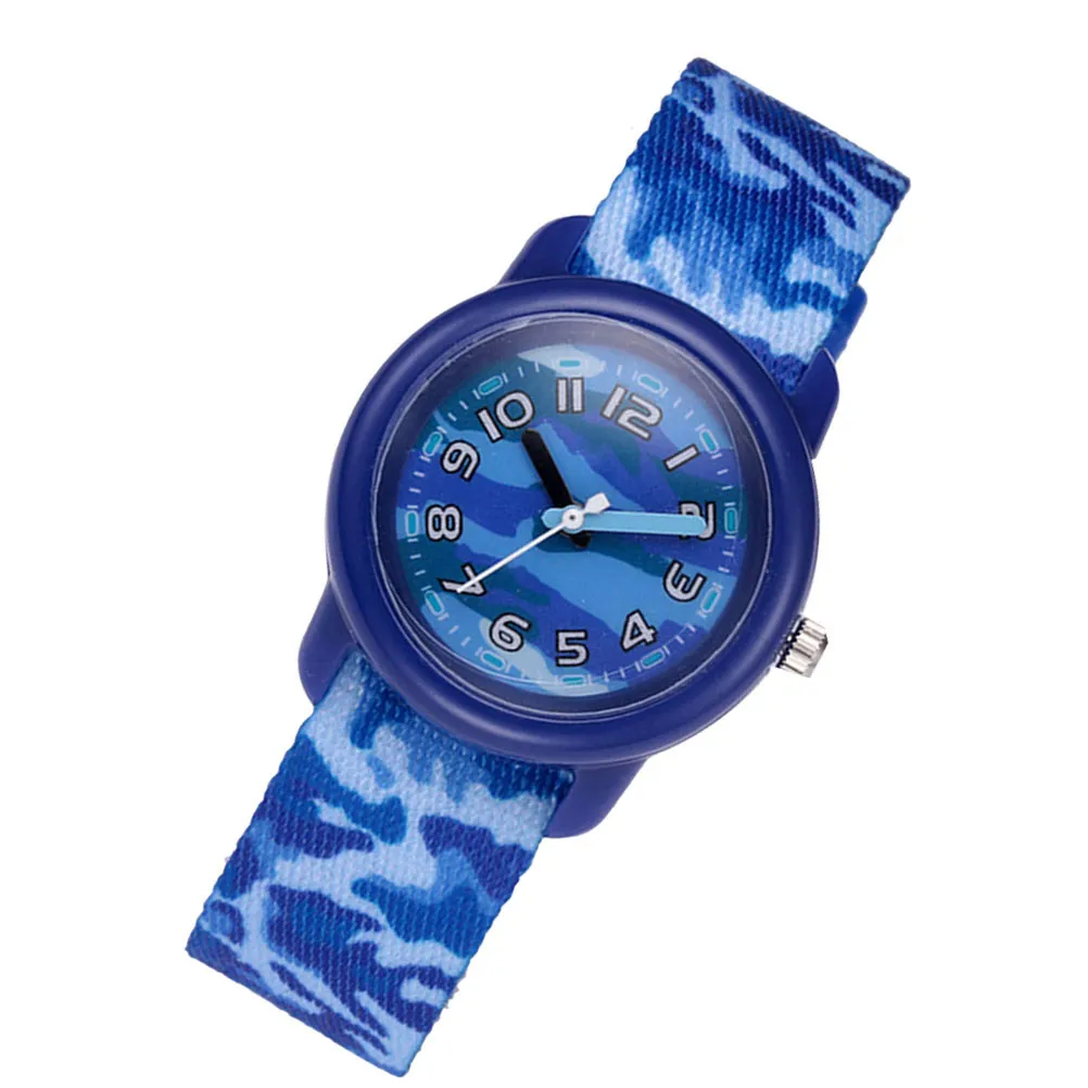 1Pcs Kids Cartoon Watch Waterproof Quartz Boys Girls Wristwatch Camouflage Strap Creative Design Casual School Daily Gift
