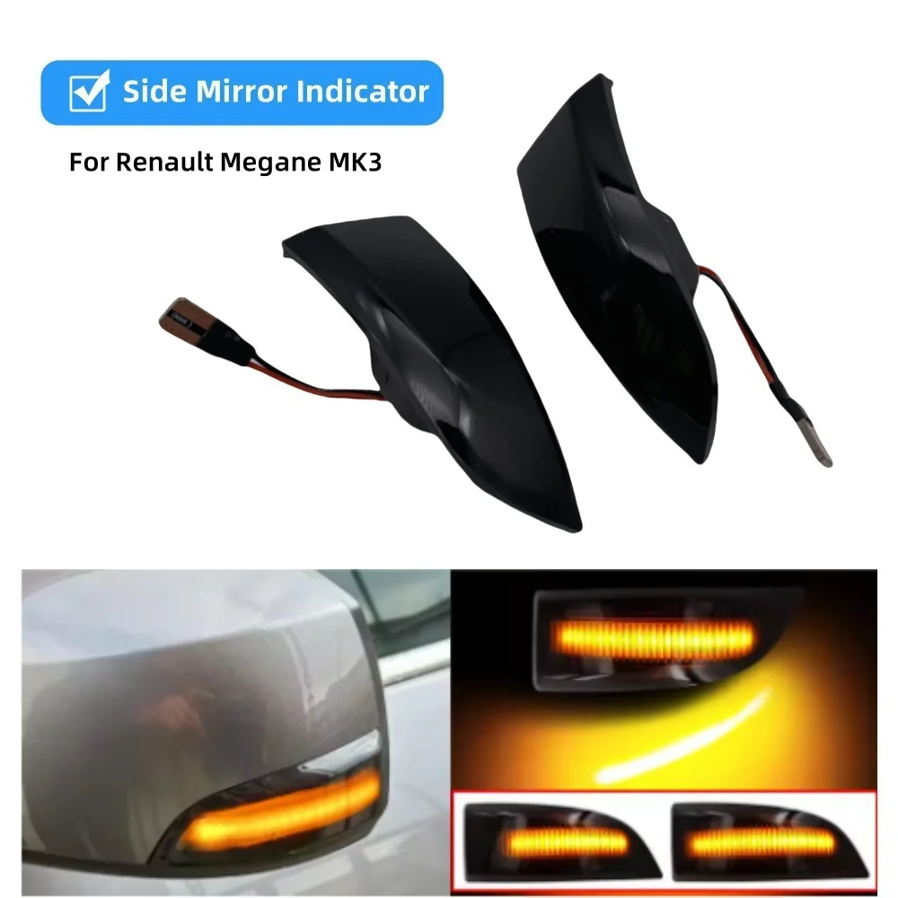 

Новый светодиодный динамический указатель поворота, боковое зеркало, последовательная индикаторная лампа, 2 шт. для Renault Megane MK3, Scenic Fluence Latitude