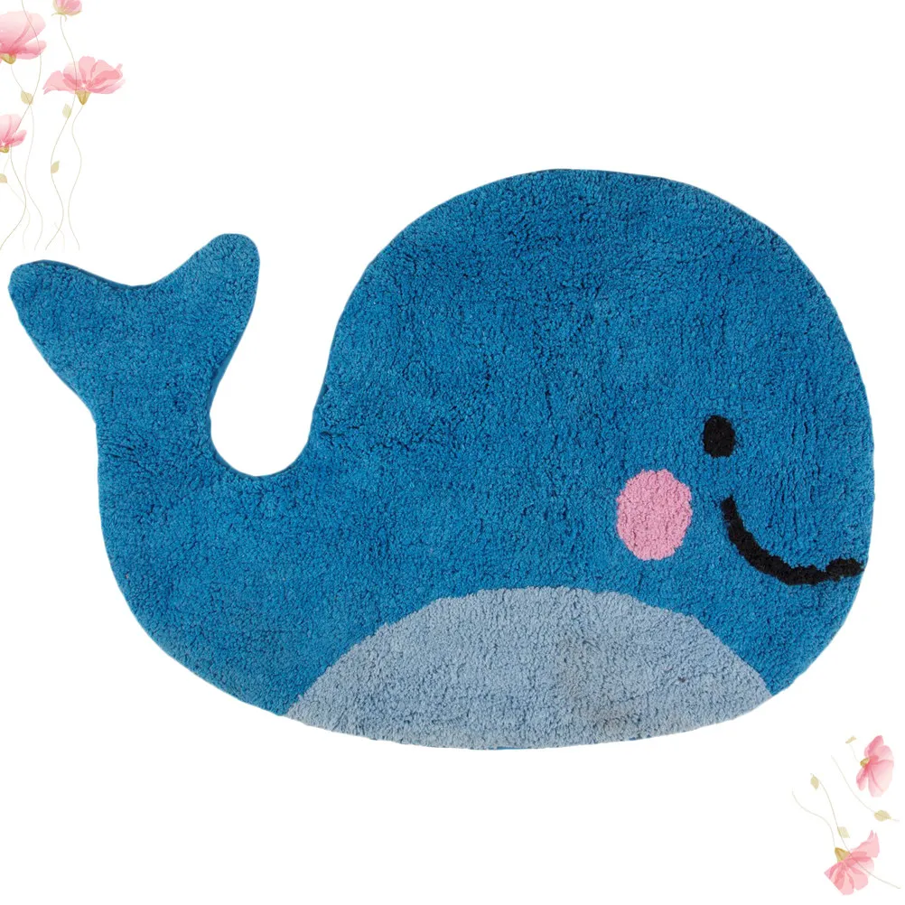 

1Pcs Blue Cartoon Whale Door Mat Anti-Skid Floor Mat for Home Kitchen Bathroom Entrance Pet Play Area Clean