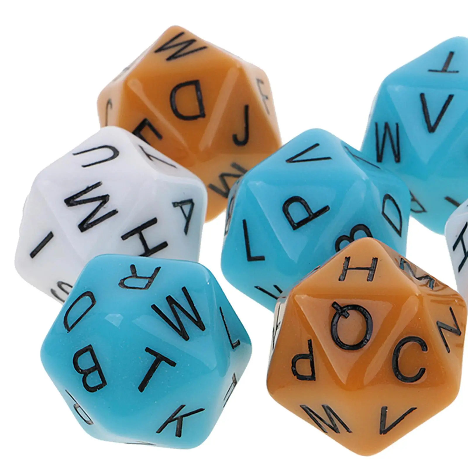 7 個の不透明なマルチサイドサイコロ英語アルファベットサイコロ子供のための学習おもちゃ