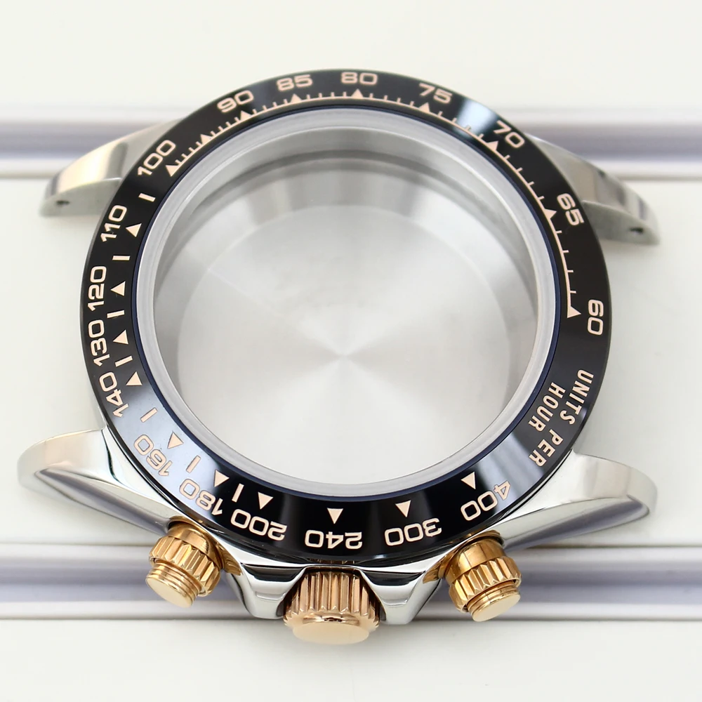 Roségold VK63 Gehäuse 39mm Massives Edelstahl-Uhrengehäuse mit Saphirglas für VK63 Uhren Automatikwerk Zubehör – Detail 4