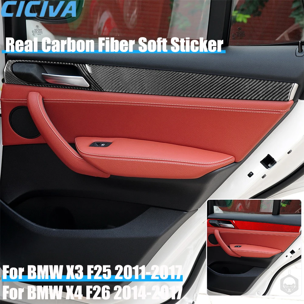 

Real Carbon Fiber Car Accessories Door Handle Panel Decorative Trim Cover Soft Sticker For BMW X3 F25 2011-2017 X4 F26 2014-2017