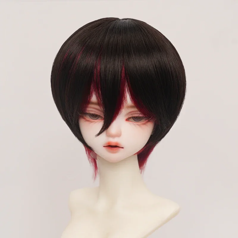 New 1/3 1/4 1/6 Doll's Wig for 60/45/30cm Bjd Doll Soft Silk Short Hair Color Blocked Toys Dress Up Doll Accessories, No Doll