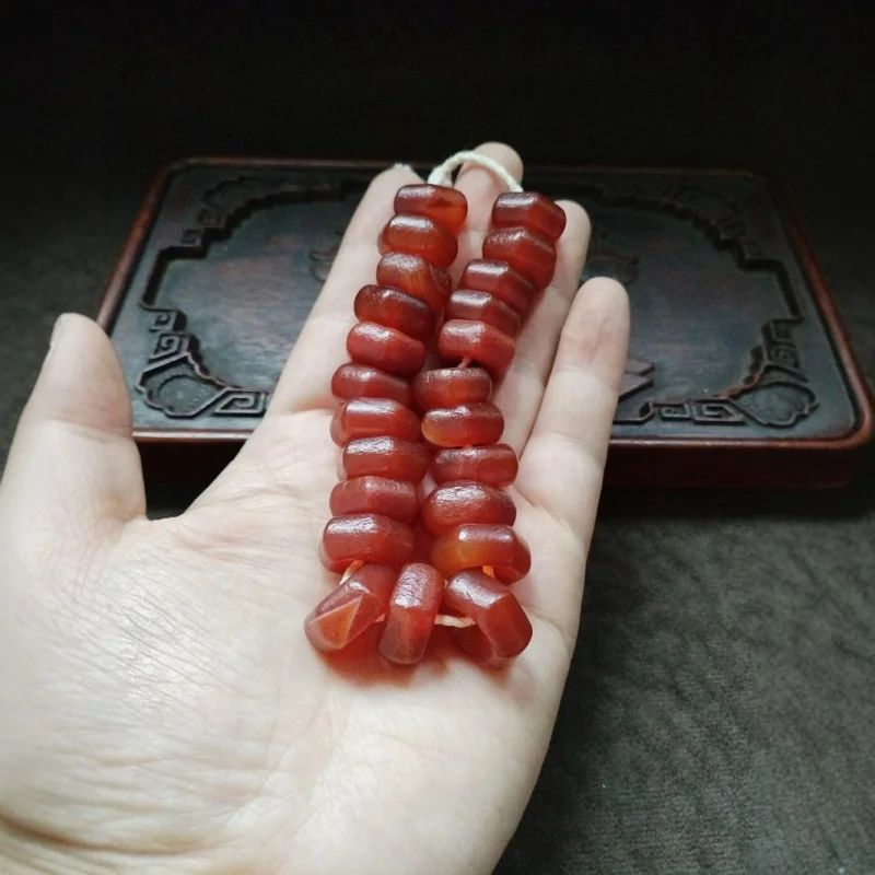Tibetan Area Return Old Patina Agate Five-Wheel One Strand Bracelet Buddha Matching Beads