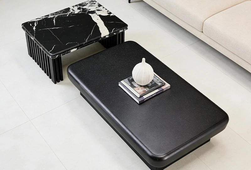 Luxury stone coffee table living room household Italian minimalist high-end rectangular coffee table combination
