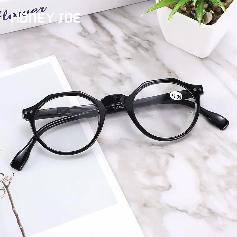 

Spring Hinge Reading Glasses Women Men Polygon Retro Magnifier Diopter Presbyopic Reading Glasses Extra Light Comfortable