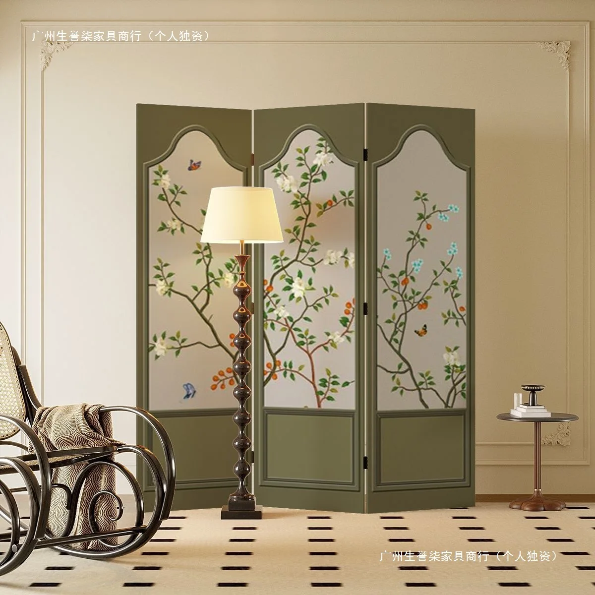 New Chinese-style folding screen partition living room bedroom home mobile shelter hotel tea room live photography background