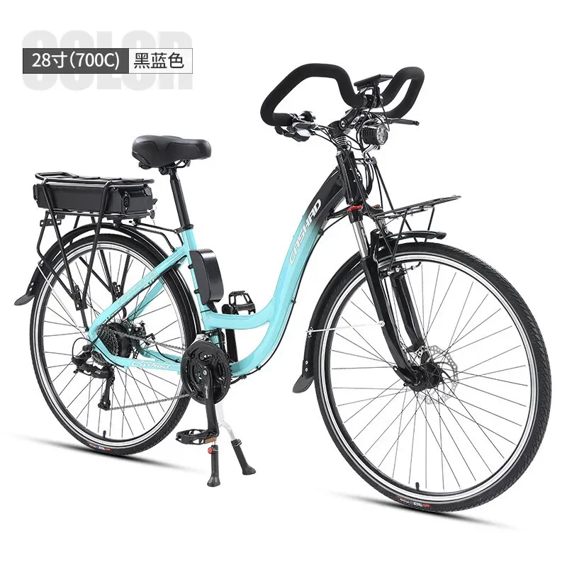 Aluminum alloy road bike men and women 700C outing ride mountain butterfly put long-distance lithium battery travel bicycle