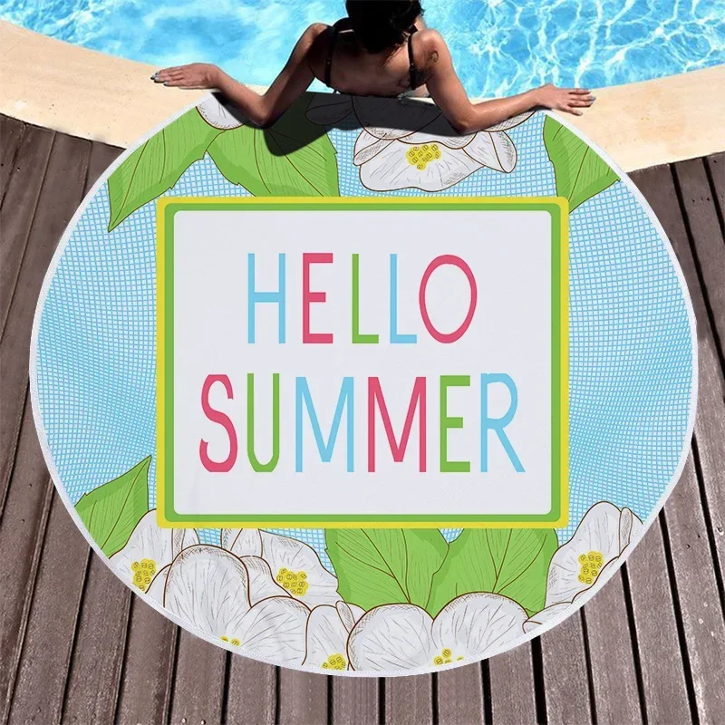 Hello Summer Newest Summer Beach Towel Shawl Fast Drying Swimming Gym Camping Big Round Towel Flamingo/Parrot